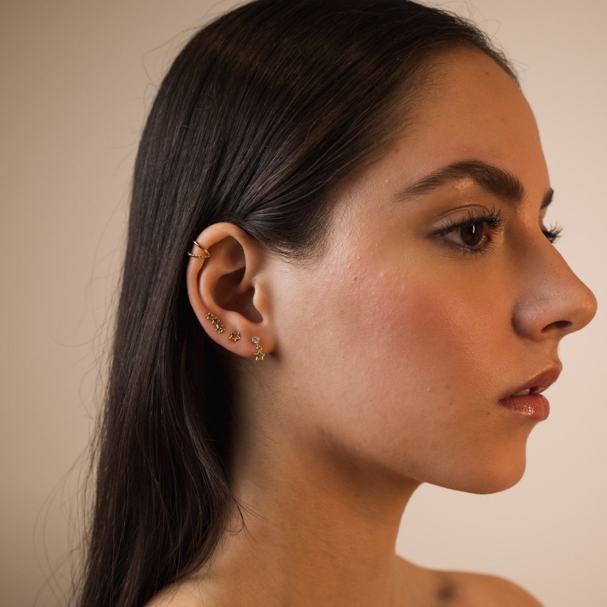 DROP STAR GOLD PIERCING - ARETES - Malandra Jewelry - KMA4 - 30257