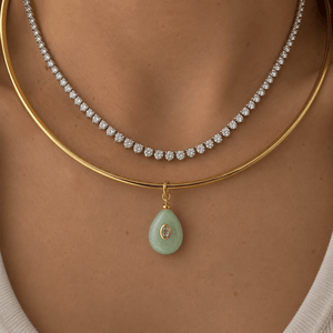 DROPLET AVENTURINE GAIA CHOKER - COLLARES - Malandra Jewelry - TC2429