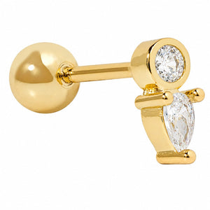 DUAL DROP GOLD PIERCING - ARETES - Malandra Jewelry - ZTA24-EGD1231