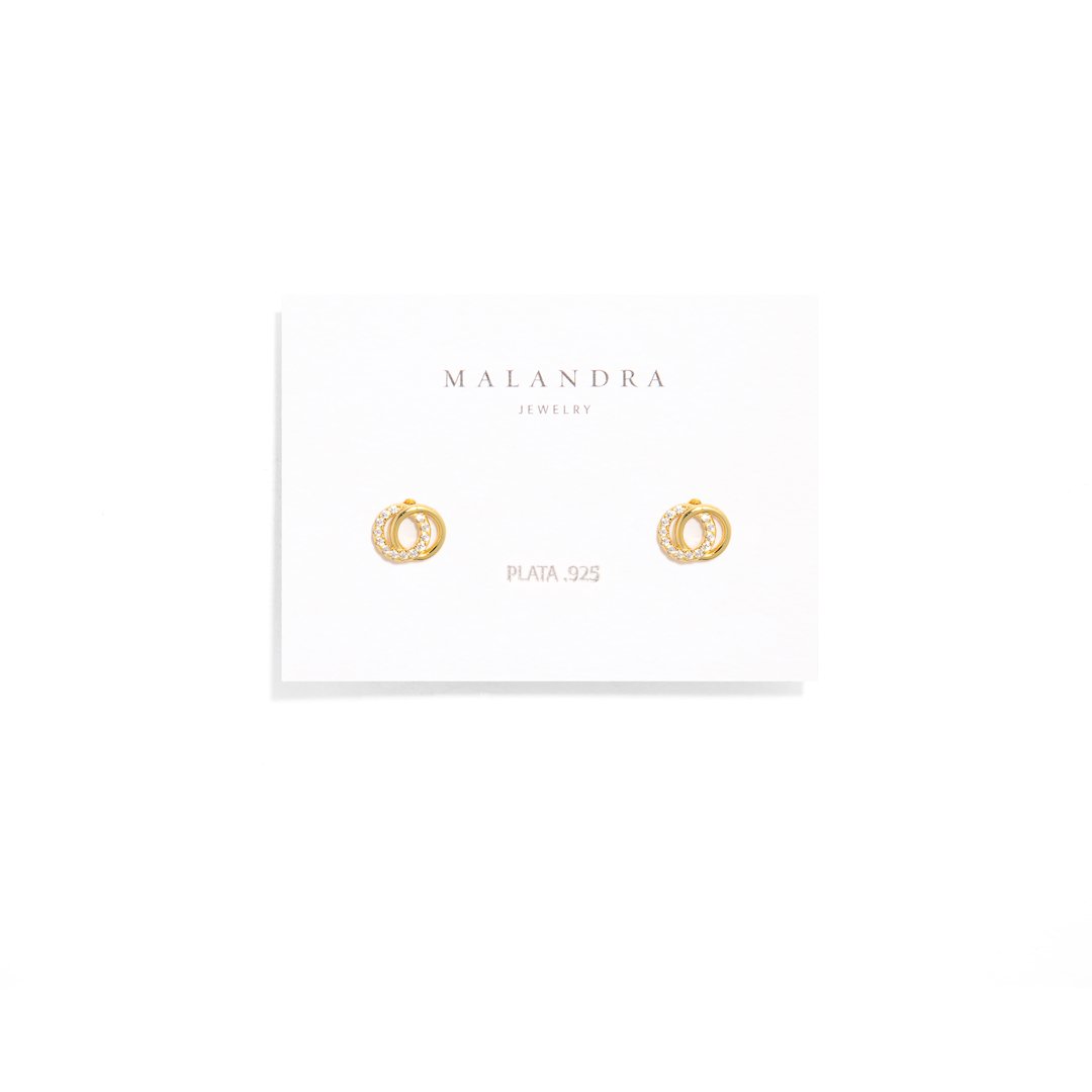 DUAL HALO SERENA SPARK STUDS - ARETES - Malandra Jewelry - ERA71 - 60239931039C