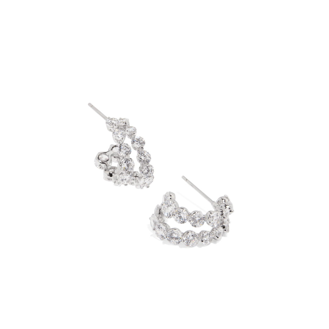ELEGANT DUO SHINE HOOPS - ARETES - Malandra Jewelry - ZWA6 - QX00147Y