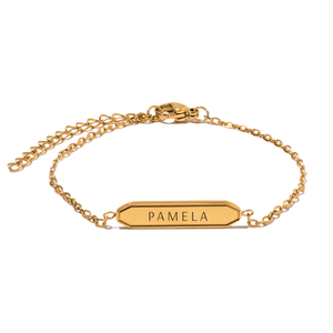 ENGRAVED CUSTOM BRACELET - PULSERAS GRABADAS - Malandra Jewelry - LJP7-"JT-NB2313 with edge line"