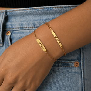 ENGRAVED CUSTOM BRACELET - PULSERAS GRABADAS - Malandra Jewelry - LJP7-"JT-NB2313 with edge line"