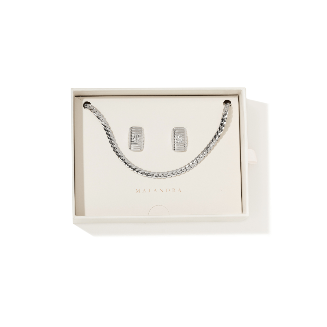 ESSENTIAL SILVER ELEGANCE GIFT SET - SETS DE REGALO - Malandra Jewelry - SET100 - (ICC510.P - ICA516.P)