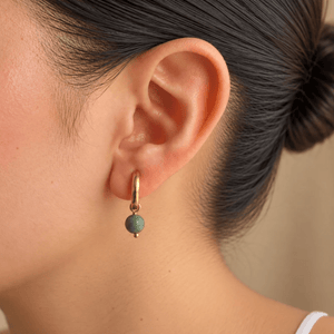 Eucalyptus Jade Hoops - ARETES - Malandra Jewelry - TA2769