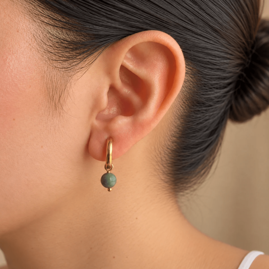 Eucalyptus Jade Hoops - ARETES - Malandra Jewelry - TA2769