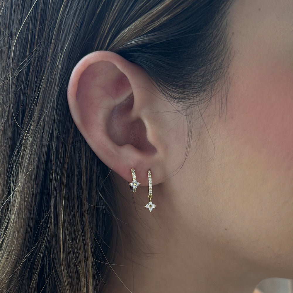 FLORAL SERENA SPARK HUGGIES SET - ARETES - Malandra Jewelry - ERA73 - G60204792092C