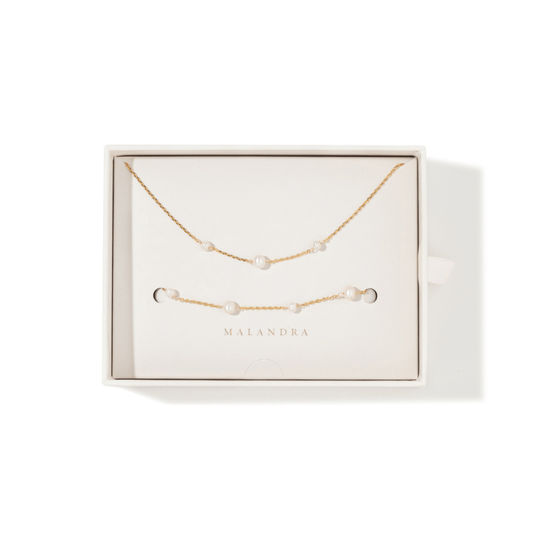 GLAM DUO PEARL GIFT SET - SETS DE REGALO - Malandra Jewelry - SET88 - TC1874/TP1875