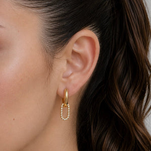 GLAMOUR PAVÉ LINK HOOPS - ARETES - Malandra Jewelry - EUWA493-JDE0309003