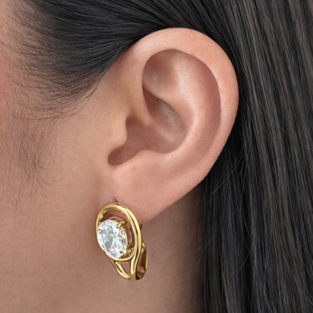 GLEAM DROP CURVE EARRINGS - ARETES - Malandra Jewelry - EUWA341-JDE0110003