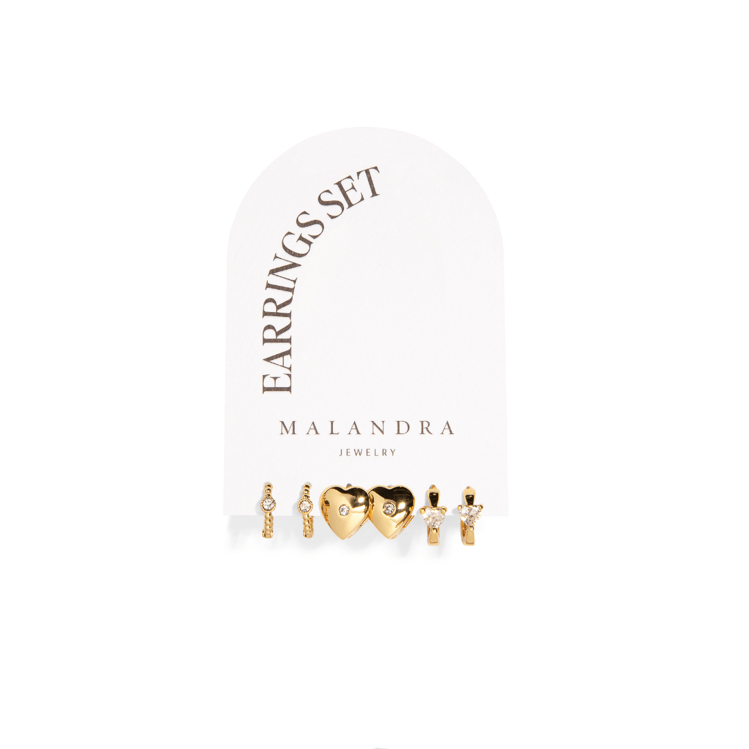 GLOWY LOVE EARRING SET - ARETES - Malandra Jewelry - XSA102 - SB - 2417100GD
