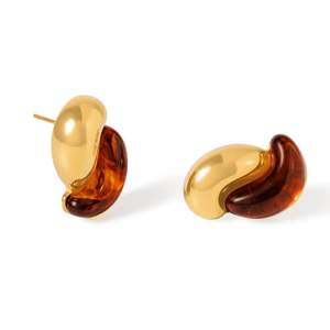 Gold Amber Wave Earrings - ARETES - Malandra Jewelry - EUWA597-JDE0104312-BR