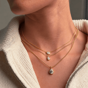 Gold Beaded Pear Necklace - COLLARES - Malandra Jewelry - LGC38-N-E16131