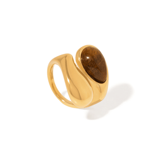 Gold Brown Teardrop Ring - ANILLOS - Malandra Jewelry - EUWR744-JDR0111007-BR