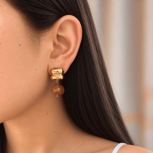 Gold Caramel Drop Earrings - ARETES - Malandra Jewelry - EUWA672-JDE0109029