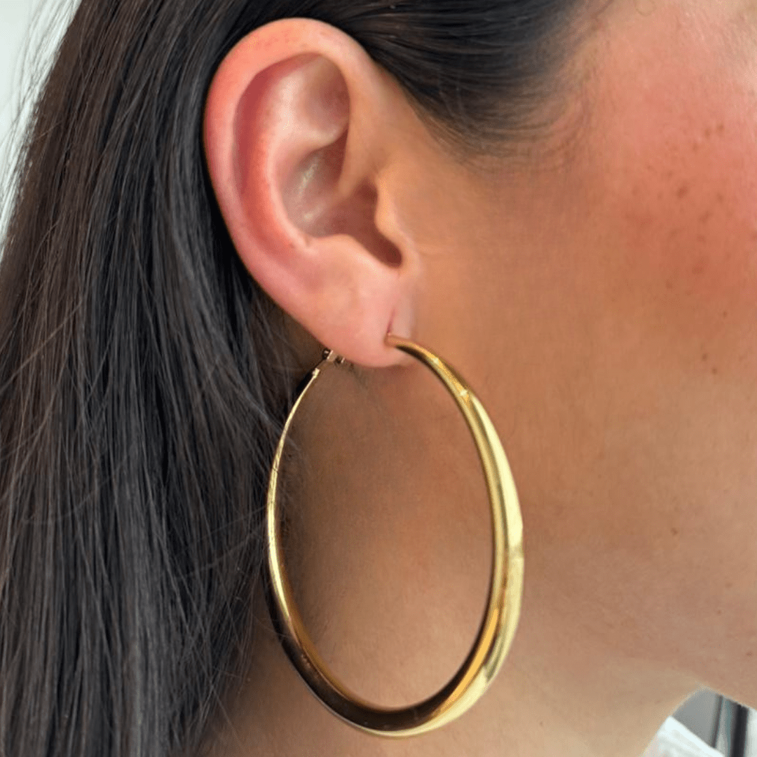 GOLD CLASSIC LARGE HOOPS - ARETES - Malandra Jewelry - EUWA295-JDE0305019-65