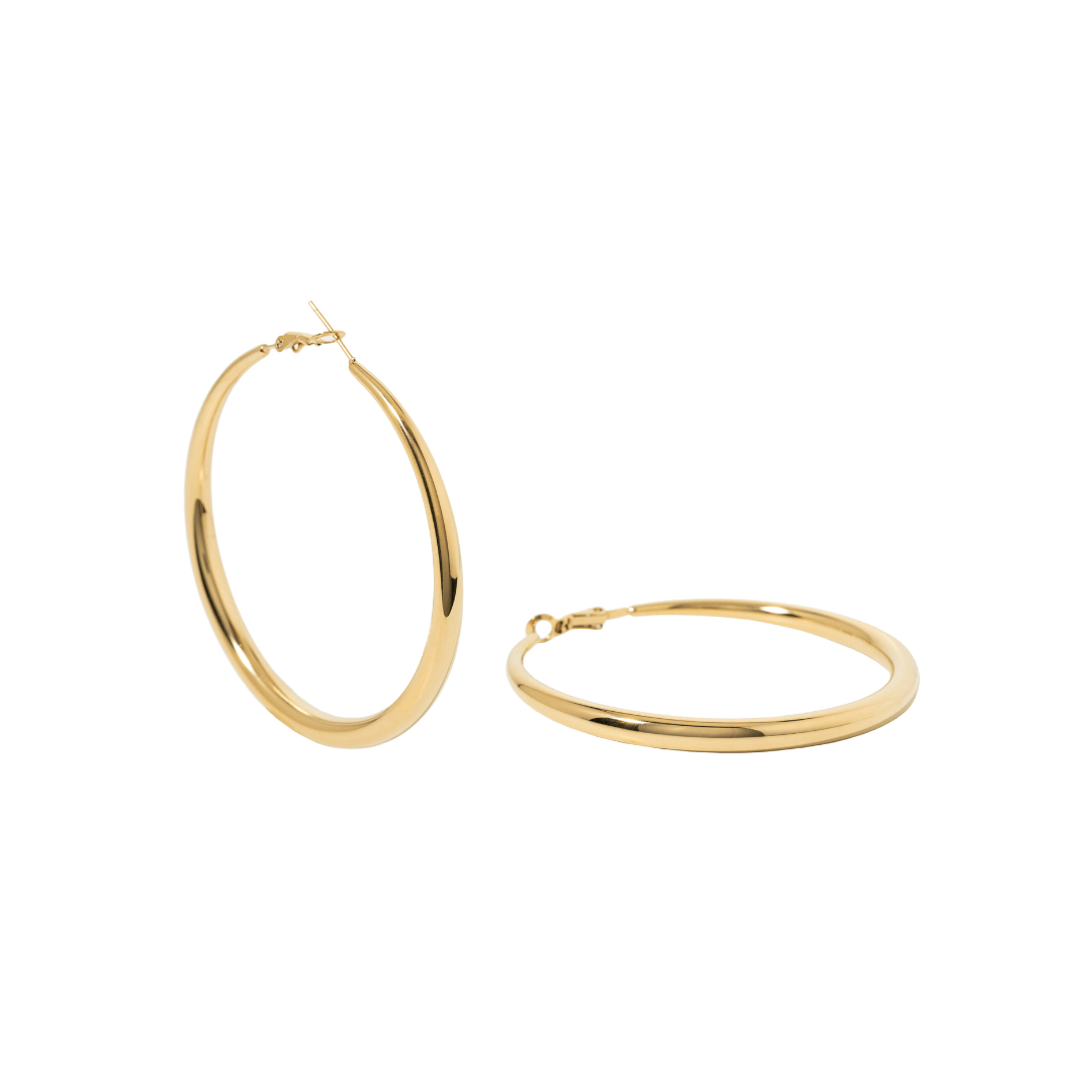GOLD CLASSIC LARGE HOOPS - ARETES - Malandra Jewelry - EUWA295-JDE0305019-65