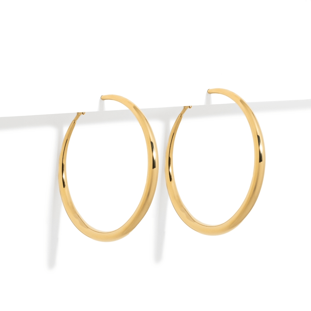 GOLD CLASSIC LARGE HOOPS - ARETES - Malandra Jewelry - EUWA295-JDE0305019-65