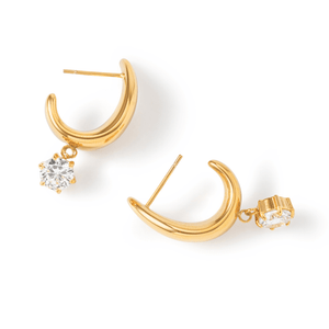 Gold Dazzle Arc Huggies - ARETES - Malandra Jewelry - EUWA619-JDE0103322