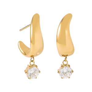 Gold Dazzle Arc Huggies - ARETES - Malandra Jewelry - EUWA619-JDE0103322