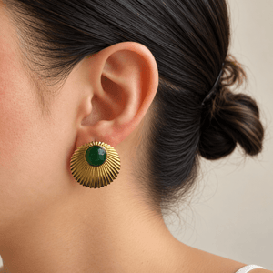 Gold Eden Shell Earrings - ARETES - Malandra Jewelry - EUWA700-JDEW2409011