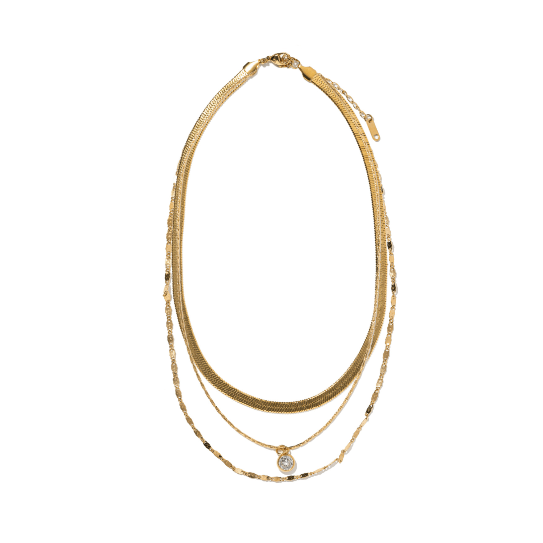 GOLD ESSENCE LAYERED NECKLACE - COLLARES - Malandra Jewelry - EUWC304-JDN0108013