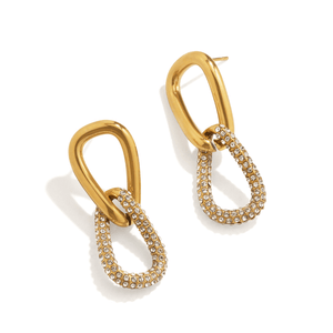 Gold Glam Link Earrings - ARETES - Malandra Jewelry - EUWA706-JDE0103320-2