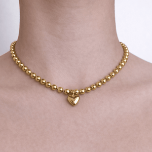 GOLD HEART BEADS NECKLACE - COLLARES - Malandra Jewelry - TC2262/EYHC13