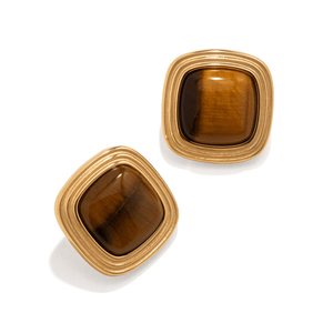 Gold Heirloom Tiger Studs - ARETES - Malandra Jewelry - EUWA708-JDE0111016