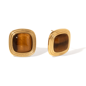Gold Heirloom Tiger Studs - ARETES - Malandra Jewelry - EUWA708-JDE0111016