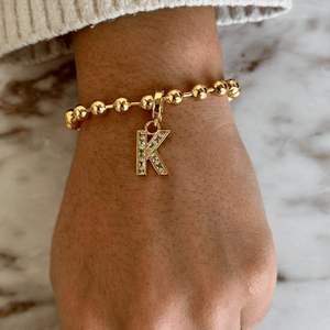 GOLD INITIAL BEADS BRACELET - PULSERAS - Malandra Jewelry - EYHP136.K