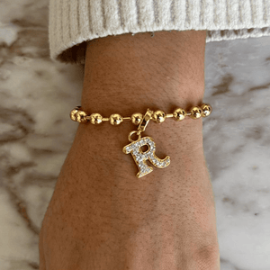 GOLD INITIAL BEADS BRACELET - PULSERAS - Malandra Jewelry - EYHP136.R