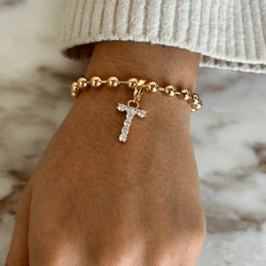 GOLD INITIAL BEADS BRACELET - PULSERAS - Malandra Jewelry - EYHP136.T