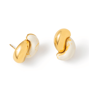 Gold Ivory Wave Earrings - ARETES - Malandra Jewelry - EUWA598-JDE0104312-WT