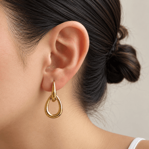 Gold Linked Loop Earrings - ARETES - Malandra Jewelry - EUWA707-JDE0103329