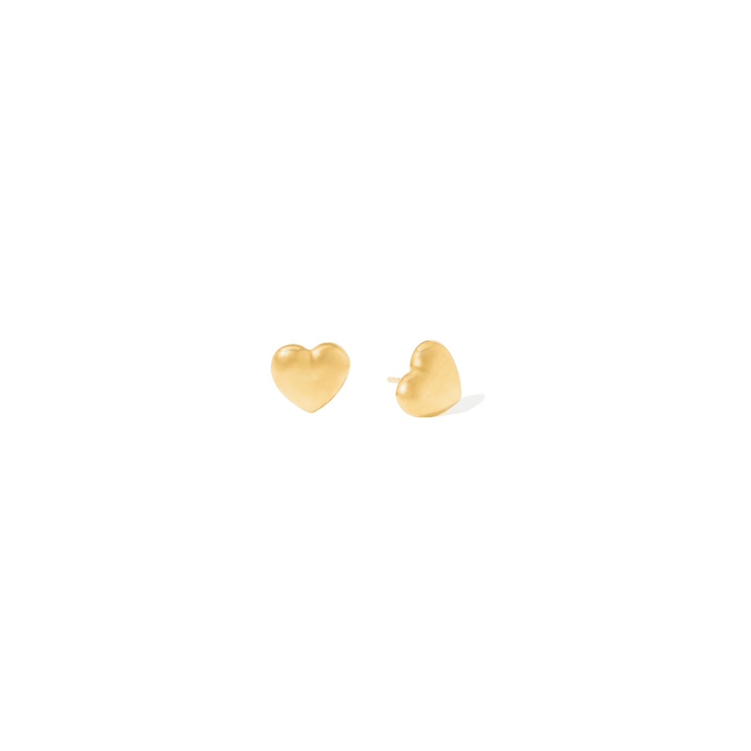 GOLD LOVE HEART STUDS - ARETES - Malandra Jewelry - VCA264-3910