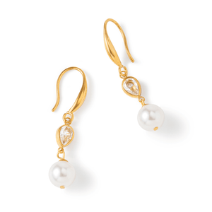 Gold Lustre Pearl Earrings - ARETES - Malandra Jewelry - EUWA587-JDE0305318