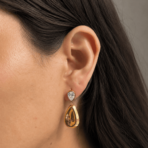 Gold Lustrous Drop Earrings - ARETES - Malandra Jewelry - EUWA599-JDE0104321