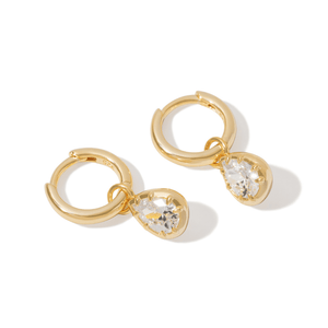 Gold Milano Pear Huggies - ARETES - Malandra Jewelry - LSA9-HC57336