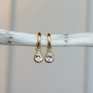 Gold Milano Pear Huggies - ARETES - Malandra Jewelry - LSA9-HC57336