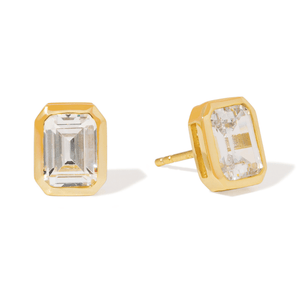 Gold Milano Square Studs - ARETES - Malandra Jewelry - LSA14-HC53853