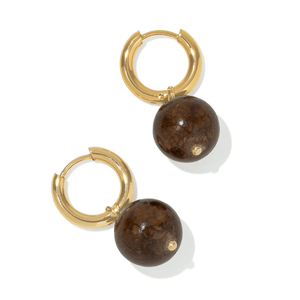 Gold Mocha Jade Hoops - ARETES - Malandra Jewelry - TA2744