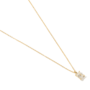Gold Moissanite Emerald Necklace - COLLARES - Malandra Jewelry - LRC14-SMON09-14K-6X8