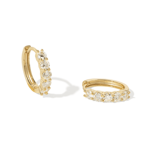 Gold Moissanite Luxe Hoops - ARETES - Malandra Jewelry - LRA13-SMOE14-14K