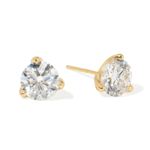 GOLD MOISSANITE SMALL STUDS - ARETES - Malandra Jewelry - LRA1-SMOE09-14K-6.5