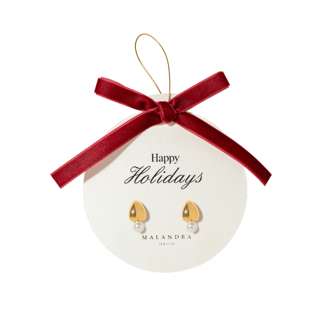 GOLD OVAL PEARL EARRINGS - ARETES - Malandra Jewelry - ZWA16-QX00940Y