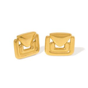 Gold Padlock Studs - ARETES - Malandra Jewelry - EUWA730-JDE0104015