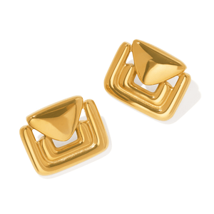 Gold Padlock Studs - ARETES - Malandra Jewelry - EUWA730-JDE0104015