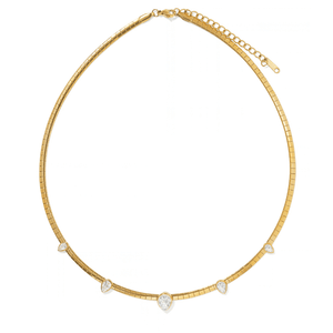 Gold Pear Crystal Choker - COLLARES - Malandra Jewelry - EUWC648-JDN0106062
