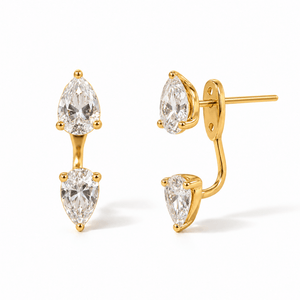 Gold Pear Drop Earrings - ARETES - Malandra Jewelry - LSA63-HC53476